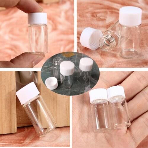 15Pcs 3ml White Mini Bottles Glass Vials Sample Clear Screw Cap Stash Jar Potion or Perfume Stash Jar Sample