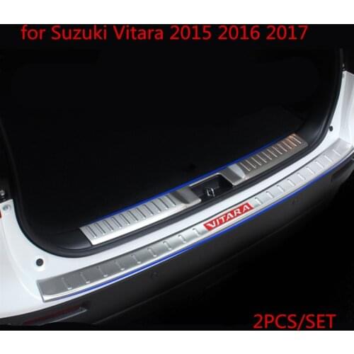 304 Stainless Steel Internal external Rear bumper Protector Sill for Suzuki Vitara 2015 2016 2017 Auto parts 2PCS/SET