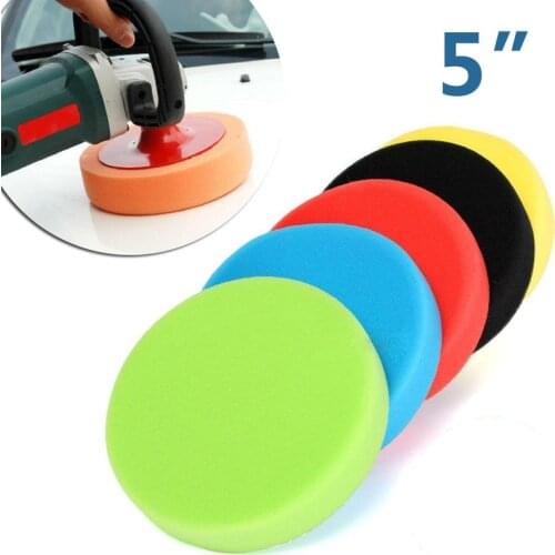 5pcs Flat Car Polishing Foam Buffing Sponge Pad Polisher Tool Kit Set 5 Inch Car Polish Buffing Pad Kit