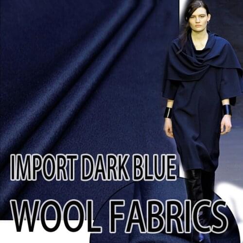 Navy blue cashmere wool fabrics autumn and winter clothing wool fabric wholesale high quality cashmere cloth