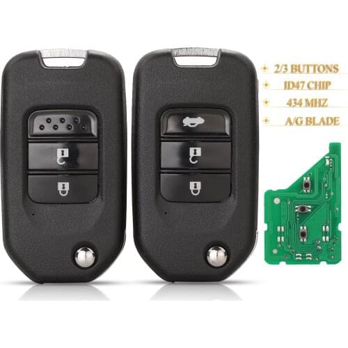 Kutery 2/3 Buttons Remote Key For Honda Accord Civic City CR-V Jazz XR-V Vezel HR-V Fit Spirior JADE 434MHz HLIK6-3T / TWB1G721