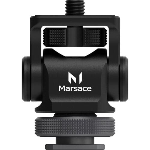 Marsace Monitor Mount Bracket Holder Mini Robot Ballhead With Cold Shoe Mount Vlogger Swivel 176° Upper 360°ee Base Rotation