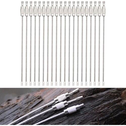 2021 New Lot Outdoor Hiking Screw Lock Stainless Steel Key Ring Chain Wire Rope Cable