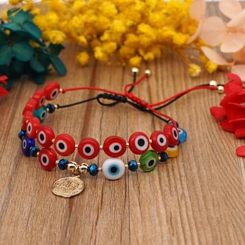 Simple Colorful Glass Eye Bracelet for Women Romantic Bohemian Ethnic Crystal Couple Dating Bracelet 2021 Trend Friends Gift M4