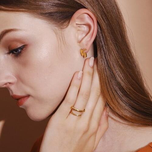 INS lucky letter creative simple small exquisite number earrings titanium steel fashionable wild earrings