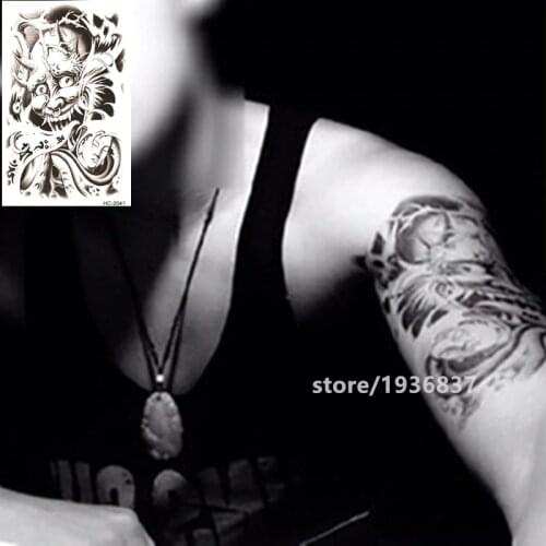 Nu-TATY Waterproof Temporary Tattoo Sticker 22 Set Strange Pattern Style Japanese Monster Hannya Mask Flame Knife Flame Sword