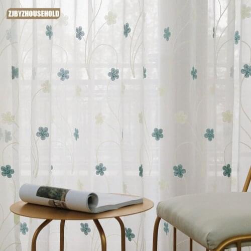 Pastoral Style Embroidered Screen Curtains for Bedroom and Living Room Left and Right Biparting Open Cortinas