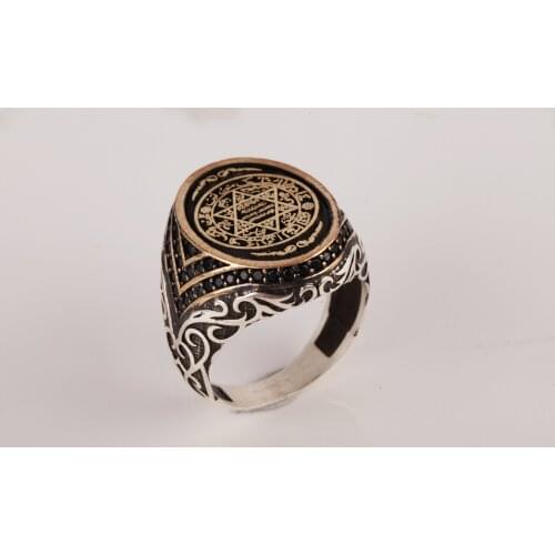 UM US JEWELRY Ottoman War Ensign Motif 925 Sterling Silver Men Ring