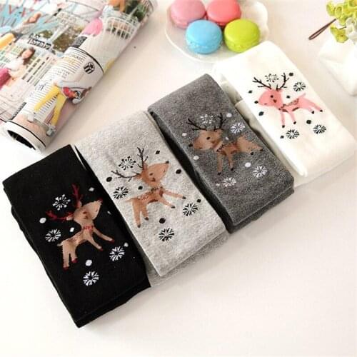 1pc Random Kids Pantyhose Girls Cartoon Cotton Tights for Baby Girls Cute Deer Bear Knitted Stockings for 3-12Years