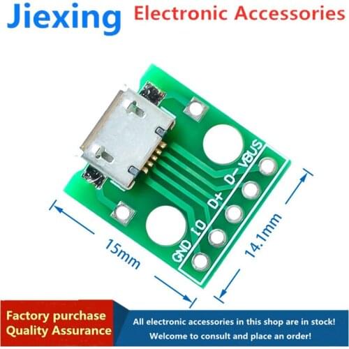 10pcs MICRO USB to Dip female socket B type Mike 5p patch to in-line adapter board Welded female