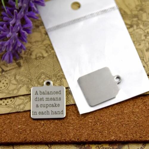 20pcs--stainless steel charms"a balanced diet means a cipmake in each hand"5 style for choosing DIY Charms pendants