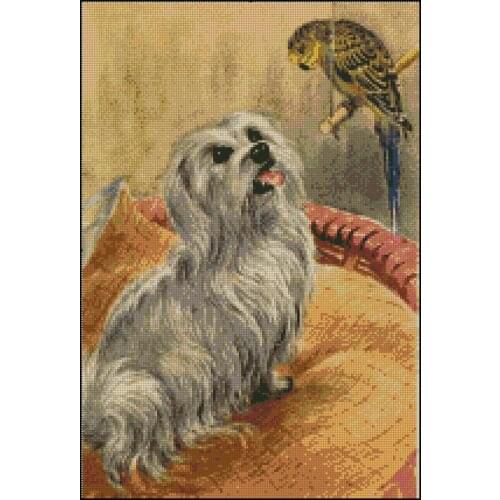 2021 New Arrival Embroidery Maltese and Bird Cross Stitch Kit Dog with 100% Cotton Floss & Free Shipping for Wall Decor and Gift
