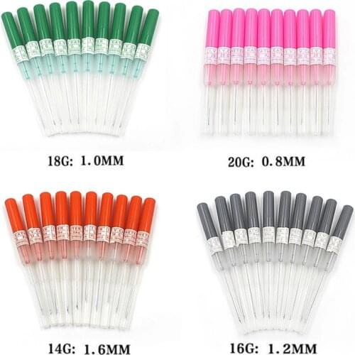 5pcs/lot Disposable Piercing Needles I.V Catheter Tattoo Needles Sterilised Body Piercing Tool Ear Nose Needles 14G 16G 18G 20G