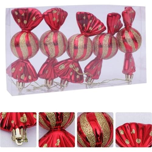 5pcs Christmas Candy Shape Pendant Christmas Tree Ornament Xmas Decor for Home