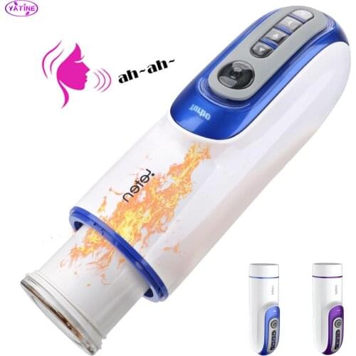 Automatic Telescopic Male Masturbator Machine Sex Toys For Men Penis Vibrator Cock Massager Heated Real Pussy Silicone Erotic