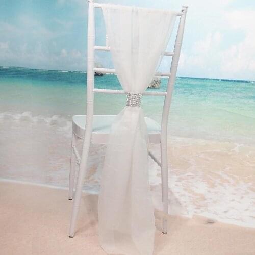 White Slub Chair Sashes with Rows Diamond Chiffon Delicate Wedding Party Banquet Decorations Chair Covers Accessories