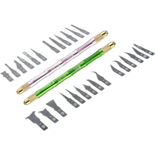 BST-69A DIY Carving Knife Dual-Purpose Handle With 27 Pcs Blades Craft Cutting CPU NAND BGA Chip Pry Remove Glue Tools For Phone