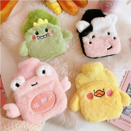 Hot Water Bottle Plush Cute Animal Double-layer Design Winter Hand Warmer Mini Bag