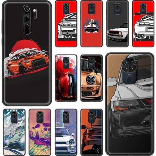 Black Case For Redmi 8 7 Note 9S 9 8 7 Pro Max 9A 9C 8T 6 7A 8A India 4G Phone Soft Shockproof Coque Japan JDM Sports Car Comic