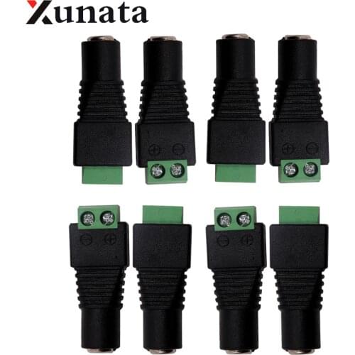 DC12V 5.5mm x 2.1mm Female Jack DC Connector DC Power Plug Adapter for CCTV 5050 3528 Single Color LED Strip