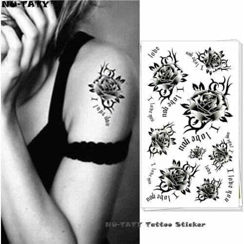 Nu-TATY Sexy Black Rose Style Temporary Body Art Flash Tattoo Sticker 10*17cm Waterproof Henna Fake Tato Car Styling Tattoo