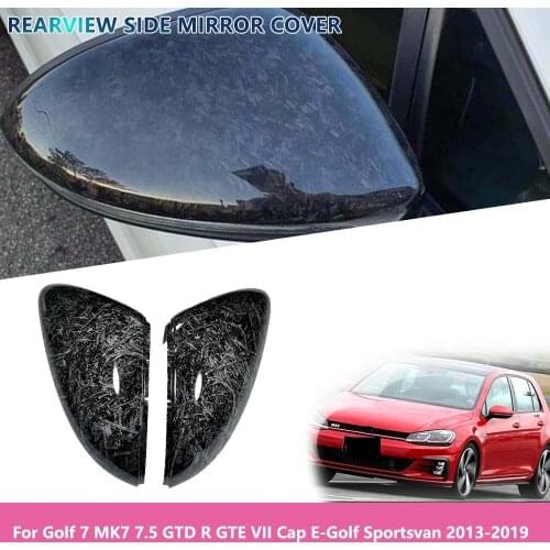 For Golf 7 MK7 7.5 GTD R GTE E-Golf Sportsvan 2013~2019 Car Forged Carbon Pattern Side Wing Mirror Cover Rearview Mirror Caps