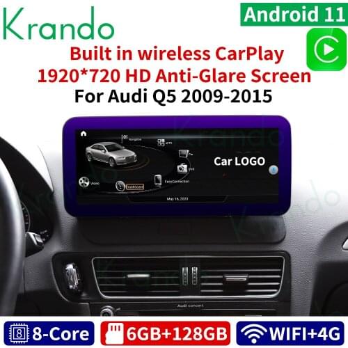 Krando Android 10.0 12.3 ”for Audi Q5 2009-2015 car radio audio GPS navigation central multimidia Android radio autoradio
