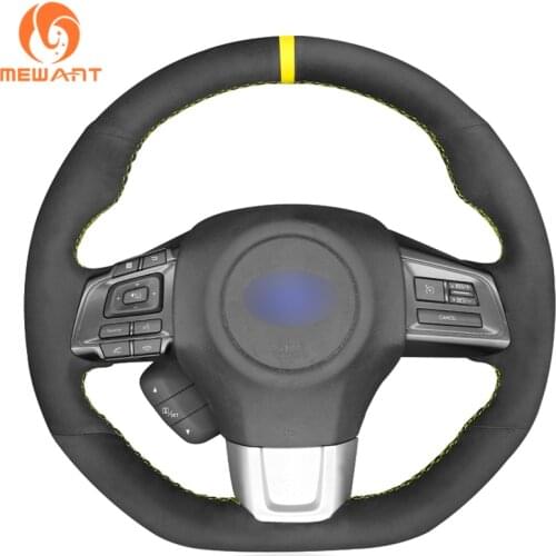 MEWANT Black Suede Hand Sew Soft Wrap Car Steering Wheel Cover For Subaru WRX (STI) 2015-2019 Levorg 2015- 2018 2019