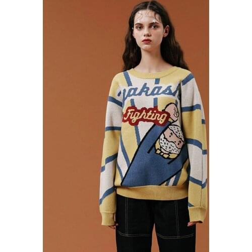 Fashion Original Design Spring Ladies Pullover Sweaters Thick Warm Female Playful Knitted Jumper Tops Loose High Quality Letters