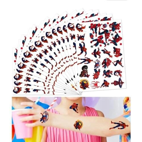 Marvel Spiderman Tattoo Stickers Spider Man Cartoon Tattoo Sticker Kids Birthday Party Toys Gifts