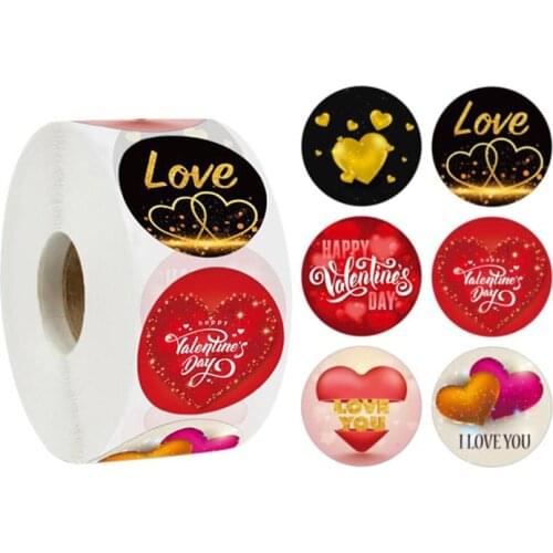 500pcs/Roll Happy ValentineS Day Stickers Gift Bouquets Labels Sealing Stickers Birthday Party Handmade Tag Favors Decor