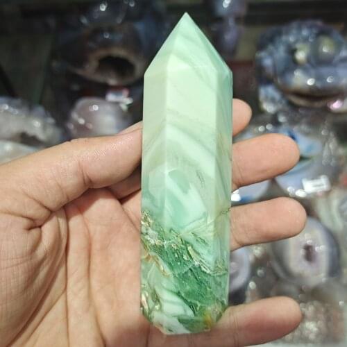 Natural Green grain crystal Healing Stone Energy Ore Mineral Obelisk Home Decor Ornaments