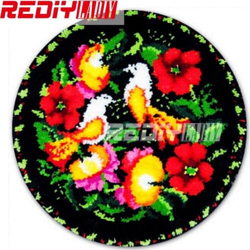 2015 New Latch Hook Rug Kits DIY Needlework Unfinished Crocheting Rug Yarn Cushion Mat Embroidery Carpet Rug Birds and Flowers