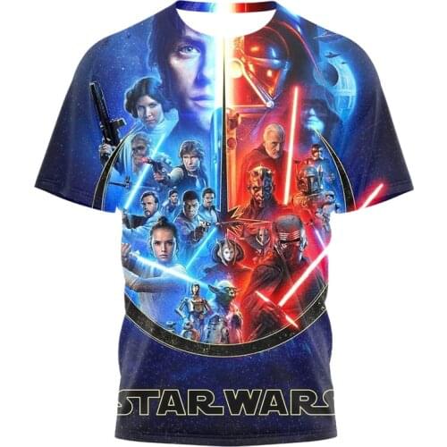 Disney Star Wars 2021 New Summer Mens Short Sleeve T-shirt 3D Printed T-shirt Casual Breathable Hip Hop Kids T-shirt