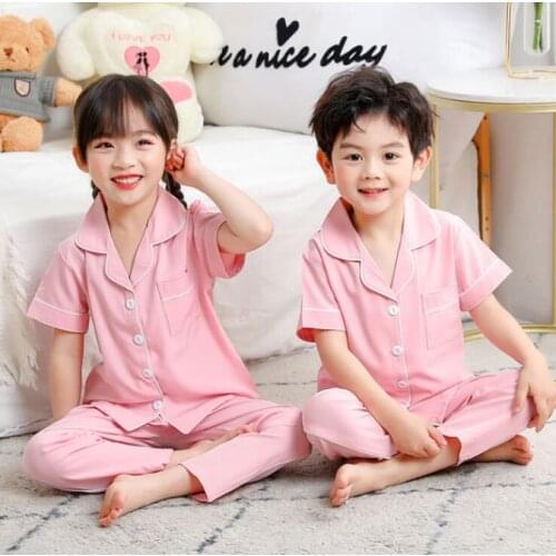 New Kids Nightwear Cotton Housewear Cardigan Short-Sleeved T-Shirts+Shorts Childrens Pajamas Set Sleepwear Girls Home Clothes