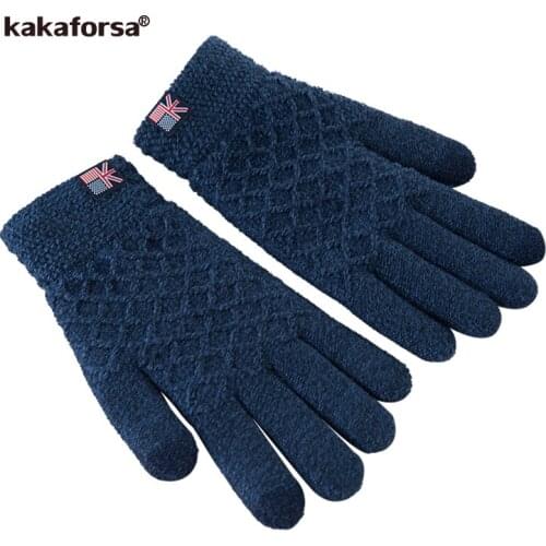 Kakaforsa Winter Men Knitted Touch Screen Gloves Thicken Warm Gloves Men Mitten Girl Boy tactical Cycling Motorcy Glove Mittens