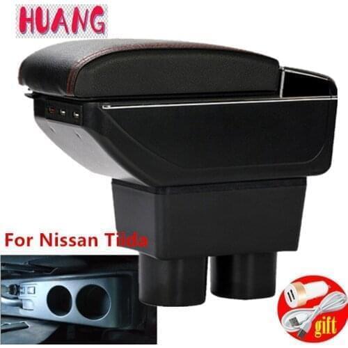 Armrest Nissan Tiida [C11] (2004-2014) central Store content box with cup holder ashtray with USB interface