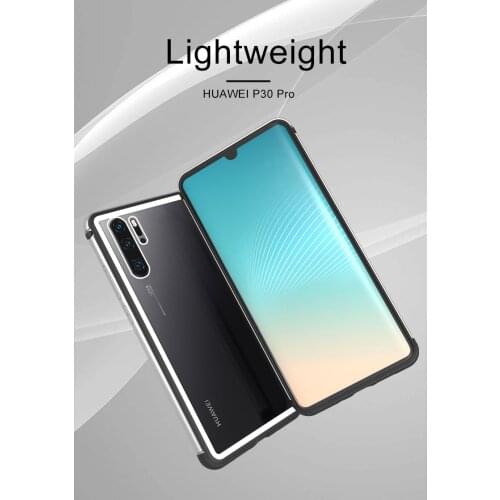 Love Mei Transparent Tempered Glass Phone Case For Huawei P30 Ultra-thin Shockproof Metal TPU Back Cover For Huawei P30 Pro