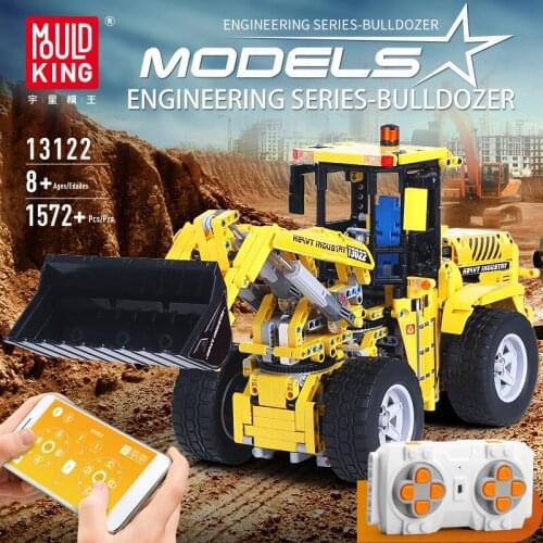 MOULD KING Building Block RC Bulldozer Model Remote Control High-Tech Trucks Mini Excavator Assembly Vehicle Toys Christmas Gift
