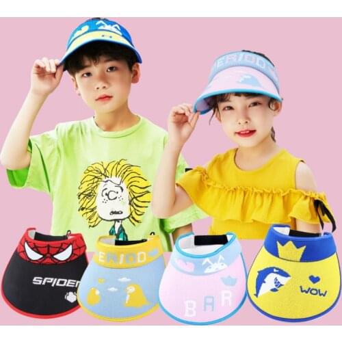 Anti-spitting Adjustable Sun Protection Cap Cartoon Printed Cap For Kids Summer Childrens Double Protective Empty Top Hat