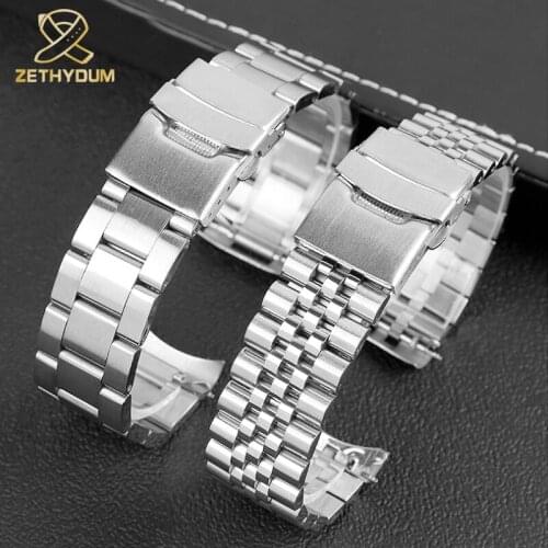 Stainless Steel Watch Band 20mm 22mm Strap Wristband Curved End Double For S-eiko Watch Accessories SKX007/009 SKX173/175/A35