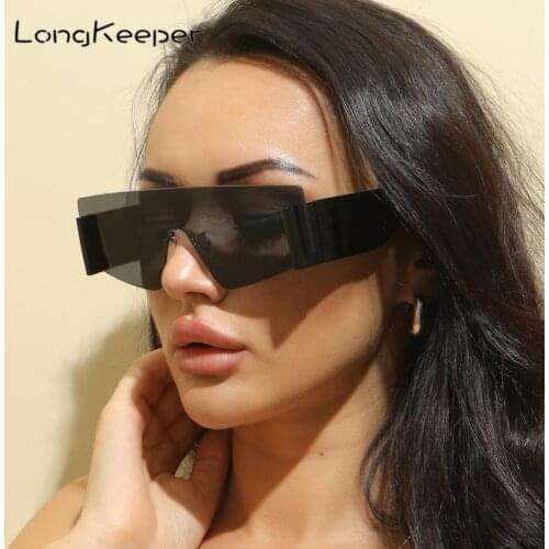 Oversized Flat Top Sunglasses Women Luxury Designer Rimless Sun Glasses Big Frame Eyewear Lady Oculos Lunette De Soleil Femme