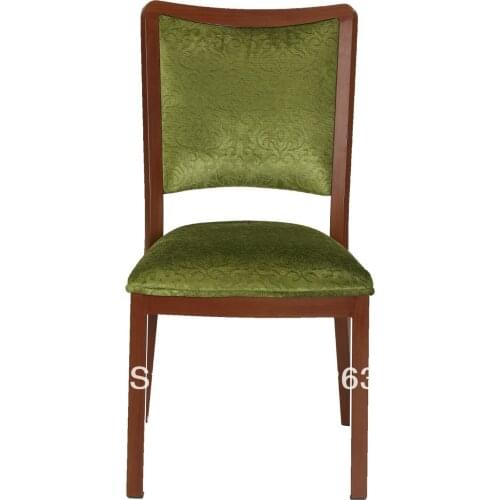 Stackable wood grain Aluminum banquet chair,heavy duty fabric with high rub resistance,comfortable