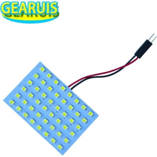 Dome Panel Light T10 Ba9s Festoon 48 SMD 1210 3528 LED Car Interior Map Roof Reading Working light 12V White Blue 2 Adapters