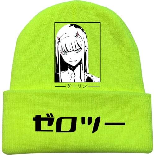 Unisex Anime DARLING in the FRANKXX HIRO 02 ICHIGO Hip Hop Keep Warm Knitted Masked Hat Brimless Pullover Cap Headgear Helmet