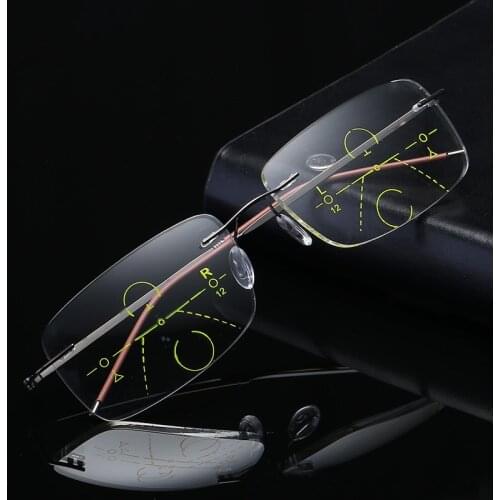 Ultra light Rimless Progressive Multifocal Multi focus Reading Glasses Transition Men Woman myopia Hyperopia Presbyopia 1005