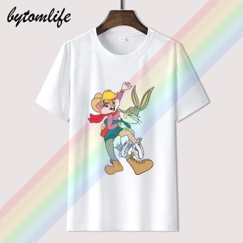 Bugs And Lola Bunny Rabbit Cartoon Movie Animal Funny Mens T-Shirt summer New style Fashion 100% cotton T-shirt