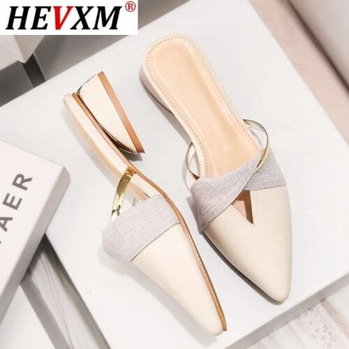 2021 New Summer Flats Lady Sandals Slippers Soild Color Slip on Pointed Toe Women Mules Outdoor Slipper Shoes Woman Slides