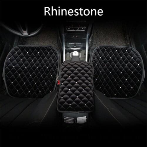 Winter Rhinestone Diamond Plush Universal Car Seat Cover Mat Seat Cushion Velvet Crystal Protector Car Accessories Girls Women