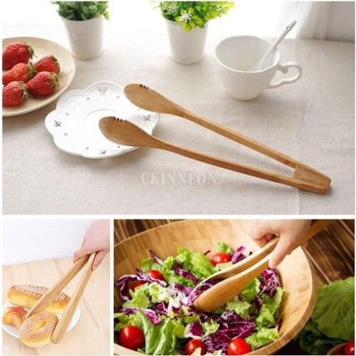 100Pcs/Lot Cooking Salad Bacon Steak Bamboo Kitchen Tongs Bread Clip Food Clip Wooden Clip Clamp Kitchen Tongs Food BBQ